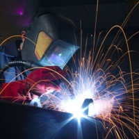 Welder with sparks